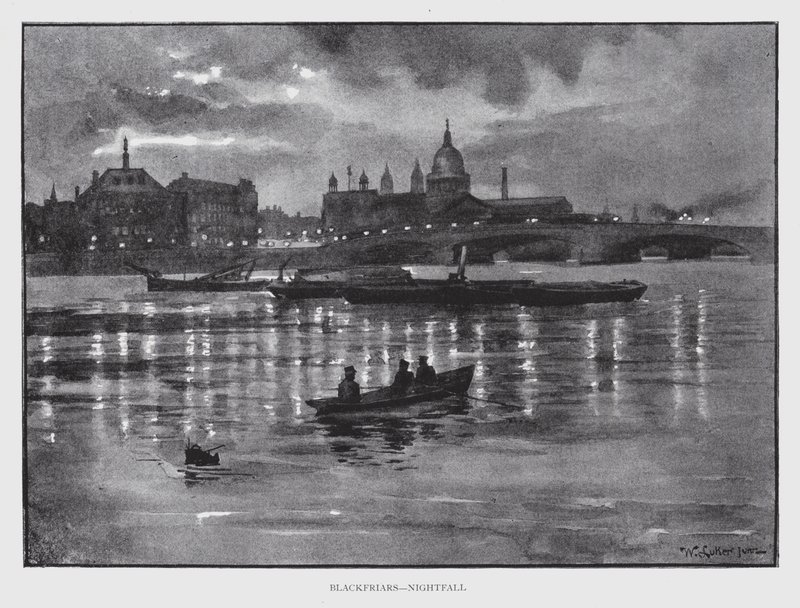 Blackfriars, Nightfall (litho) af William Luker
