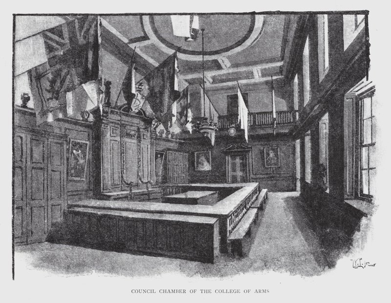 Council Chamber of College of Arms (litho) af William Luker