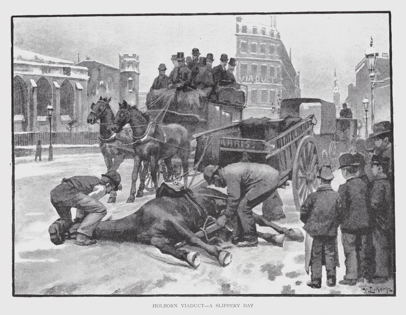 Holborn Viaduct, en glat dag (litho) af William Luker