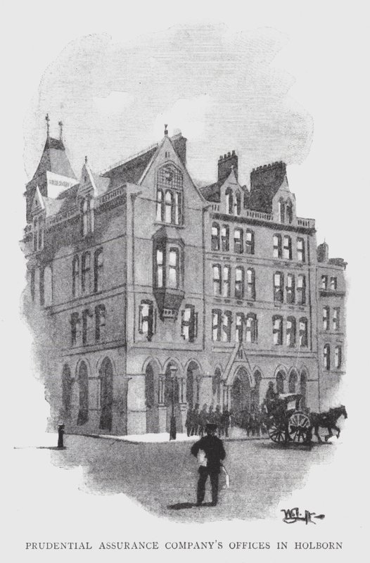 Prudential Assurance Companys kontorer i Holborn (litho) af William Luker