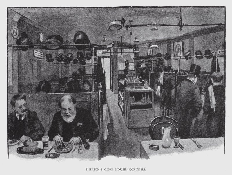 Simpsons Chop House, Cornhill (litho) af William Luker