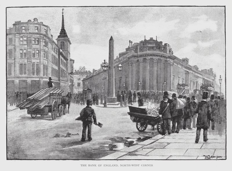 Bank of England, North-West Corner (litho) af William Luker