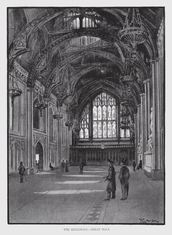 The Guildhall, Great Hall (litho) af William Luker