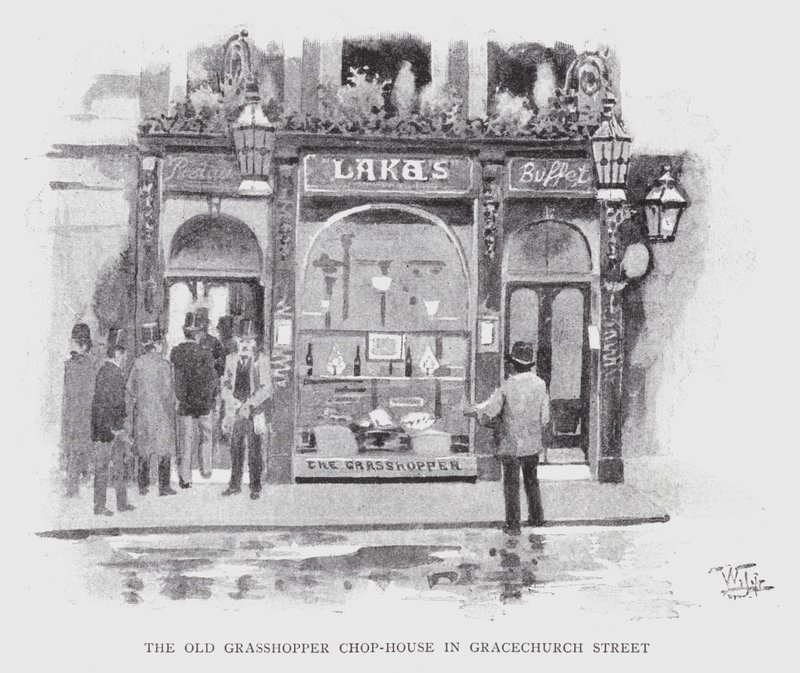 The Old Grasshopper Chop-House i Gracechurch Street (litho) af William Luker
