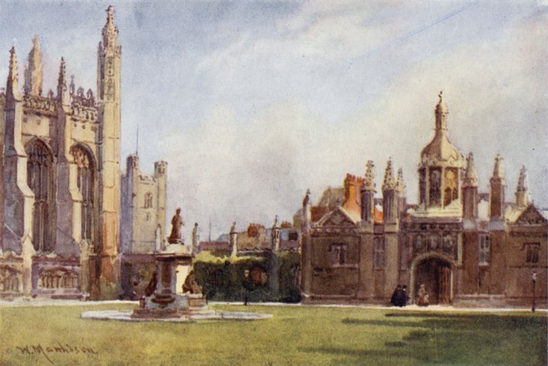 Kings College Chapel og indgangspartiet, fra Fellows-bygningerne af William Matthison