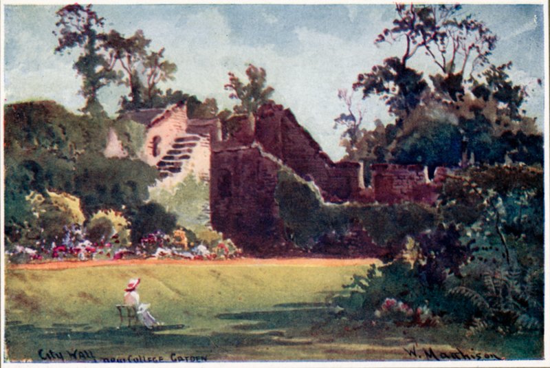 Oxford City Wall, New College Garden af William Matthison