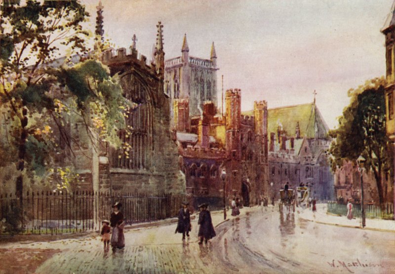 St Johns College Gateway og Tower fra Trinity Street af William Matthison