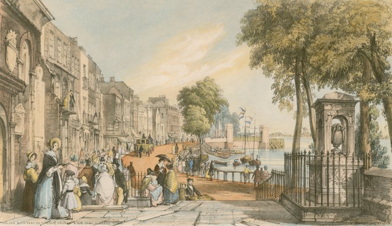 Chelsea med en del af den gamle kirke, og Sir Hans Sloanes grav af William Parrott