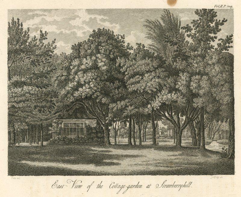 Østudsigt over sommerhushaven ved Strawberry Hill, Twickenham, London af William Pars