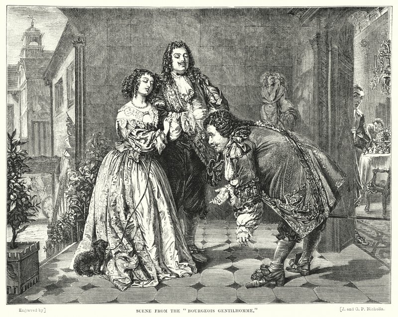 Scene fra Bourgeois Gentilhomme (gravering) af William Powell (after) Frith