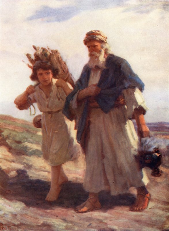 Abraham og Isak, 1. Mosebog xxii, 2, 6 (farvelitografi) af William Pratt