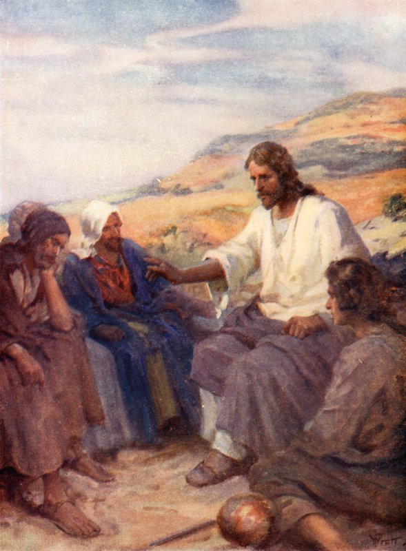 Jesus underviser sine disciple, Matthæus v af William Pratt