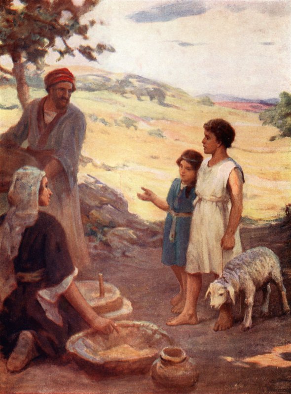 "Hvad mener I med denne tjeneste", 2. Mosebog xii, 26, 27 (farvelitografi) af William Pratt