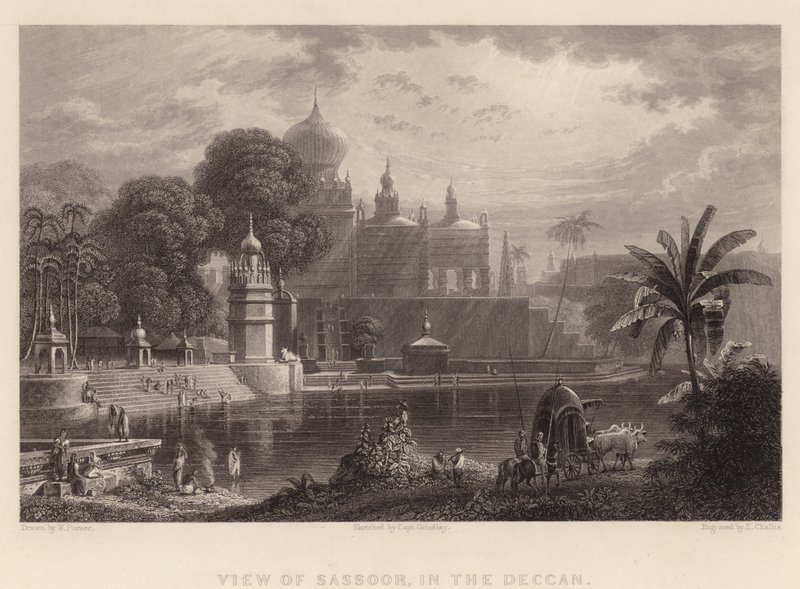 Udsigt over Sassoor, i Deccan (gravering) af William Purser