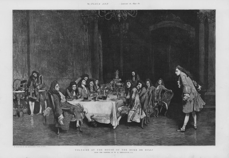 Voltaire i hertugen af Sullis hus (litho) af William Quiller (after) Orchardson