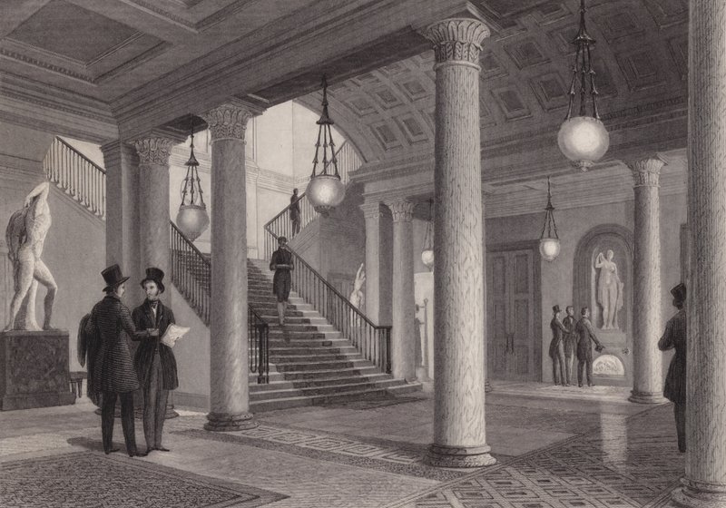 Hall of the Athenaeum Club, Westminster, London (gravering) af William Radclyffe