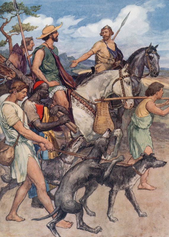 Pelopidas på vej til Theben (farve litho) af William Rainey