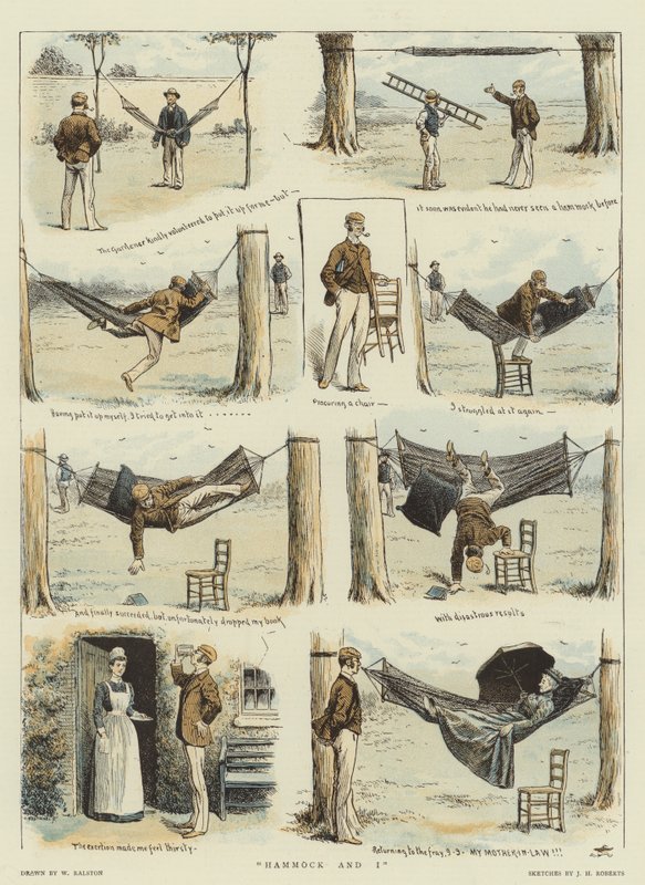 Hængekøje og jeg (chromolitho) af William Ralston