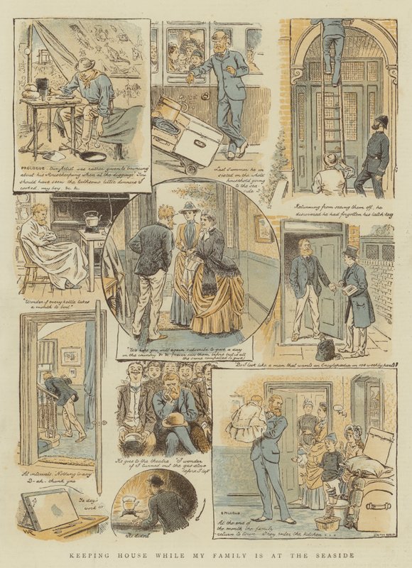 At holde hus, mens min familie er ved havet (chromolitho) af William Ralston