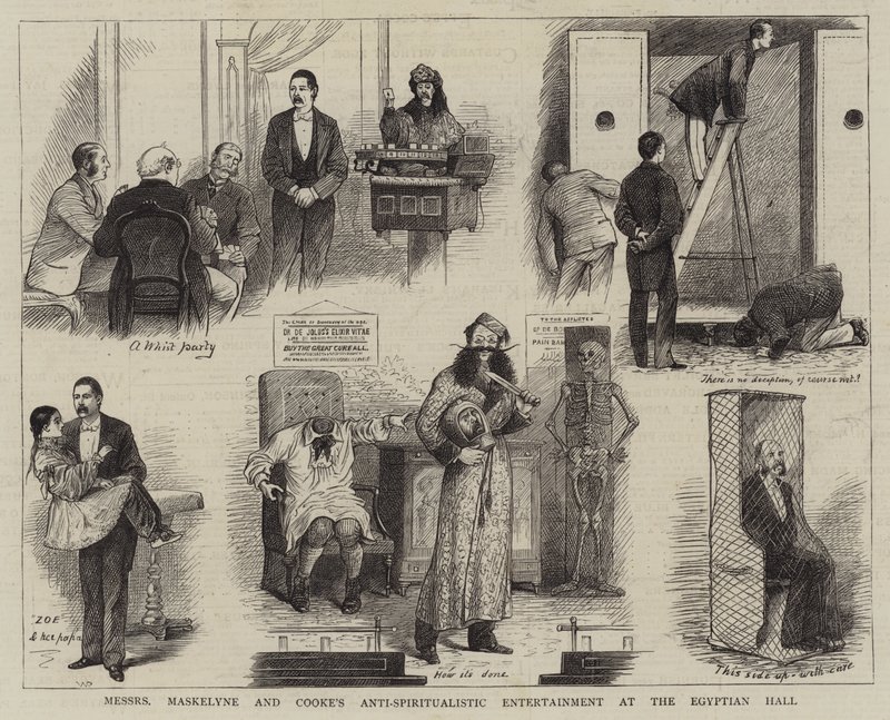 Maskelyne og Cookes anti-spiritualistiske underholdning i Egyptian Hall af William Ralston