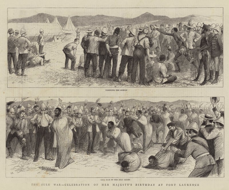 Zulu-krigen, fejring af Hendes Majestæts fødselsdag i Fort Laurence af William Ralston