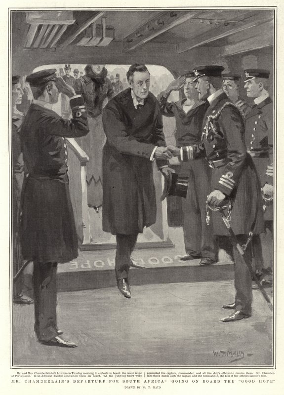 Hr. Chamberlains afgang til Sydafrika, ombord på Det Gode Håb af William T. Maud