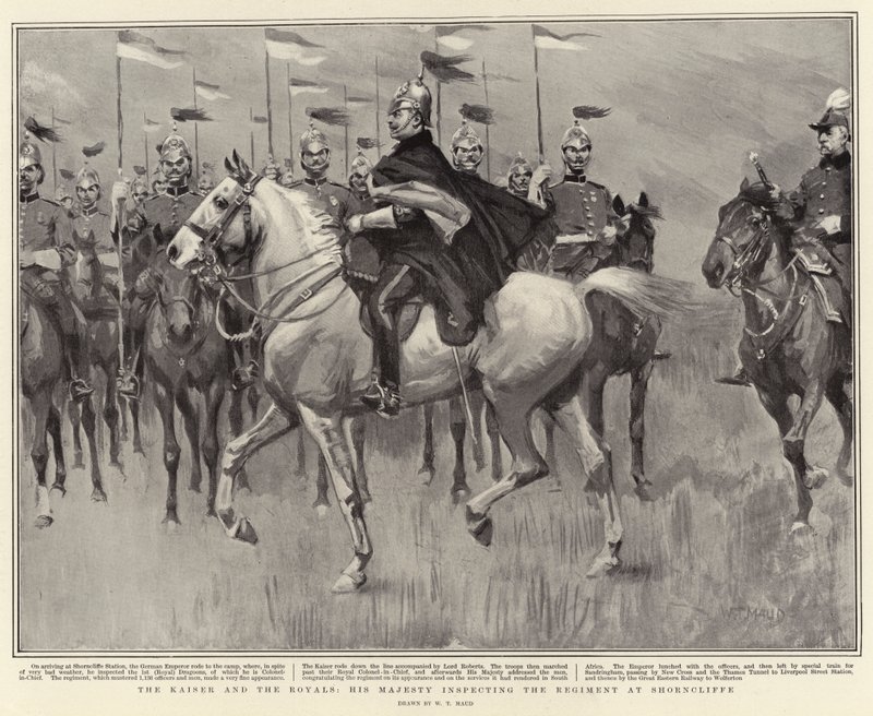 Kaiser og de kongelige, Hans Majestæt inspicerer regimentet ved Shorncliffe af William T. Maud