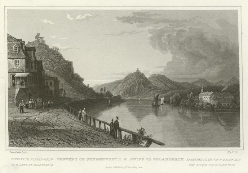 Klosteret Nonnenworth og ruinerne af Rolandseck af William Tombleson