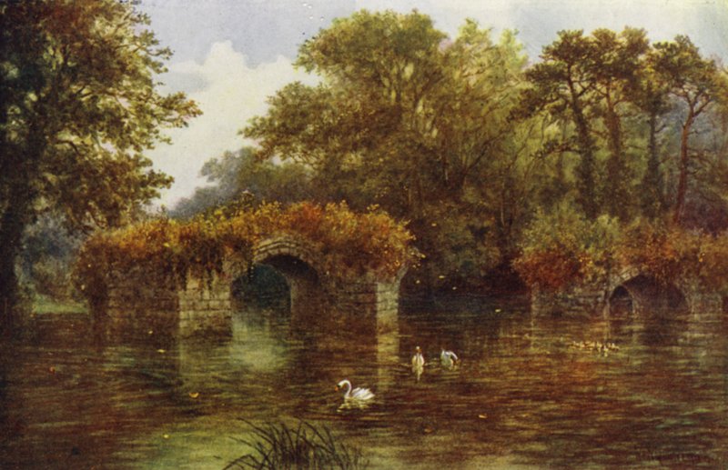 River Avon, Warwick Castle (farve litho) af William W. Quatremain
