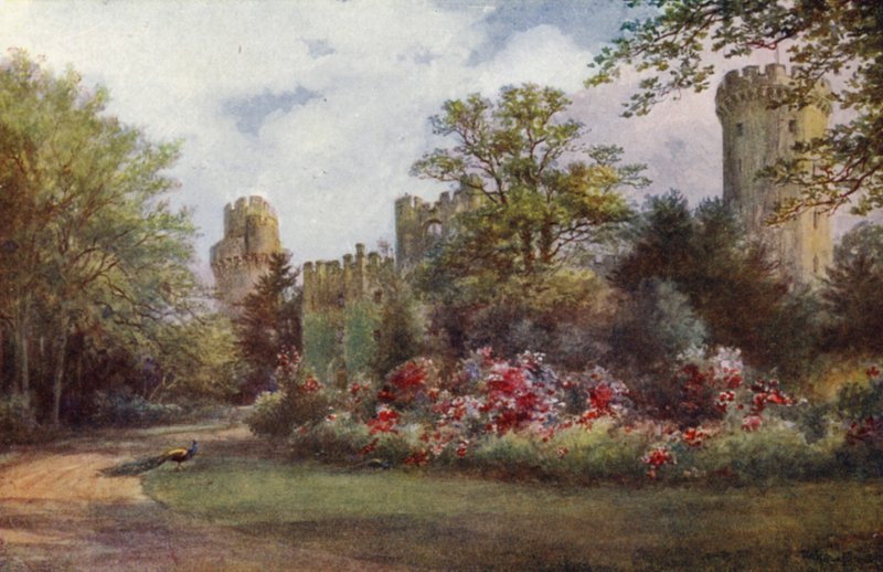 Warwick Castle: Entrance Drive (farve litho) af William W. Quatremain