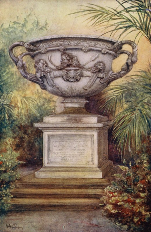 Warwick Castle: The Warwick Vase (farve litho) af William W. Quatremain