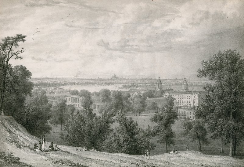 Udsigt over Greenwich, London af William Westall