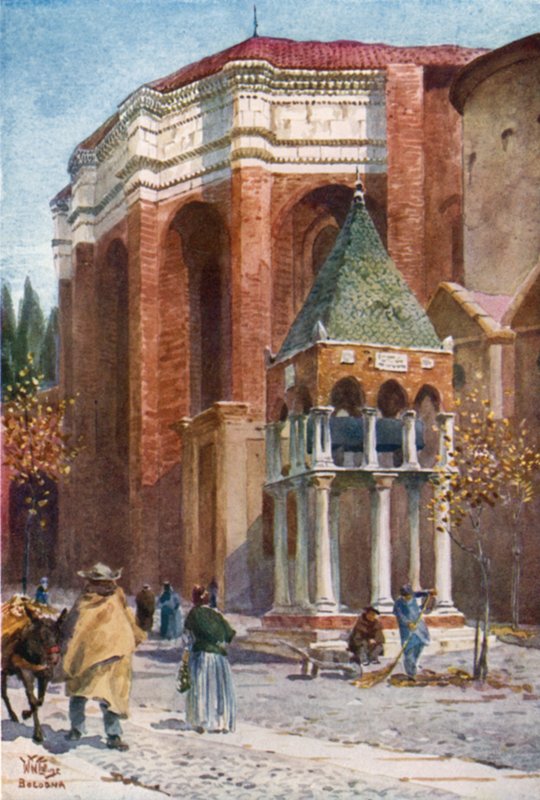 Bologna. S. Domenicol (farve litho) af William Wiehe Collins