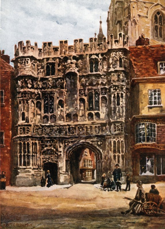Canterbury, Christchurch Gateway (farve litho) af William Wiehe Collins