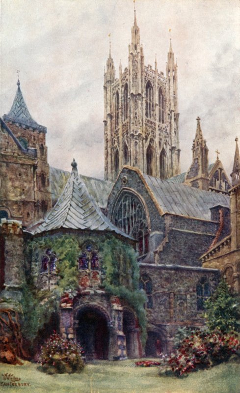 Canterbury, Baptistery og Chapter House (farve litho) af William Wiehe Collins