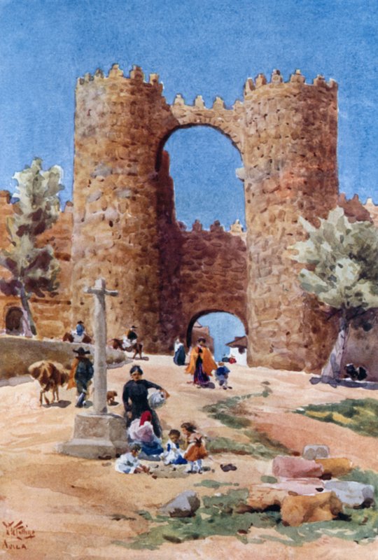 Gateway ved Avila, St. Vincent Gate (litho-farve) af William Wiehe Collins