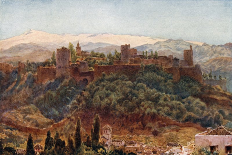 Granada, Alhambra (farve litho) af William Wiehe Collins
