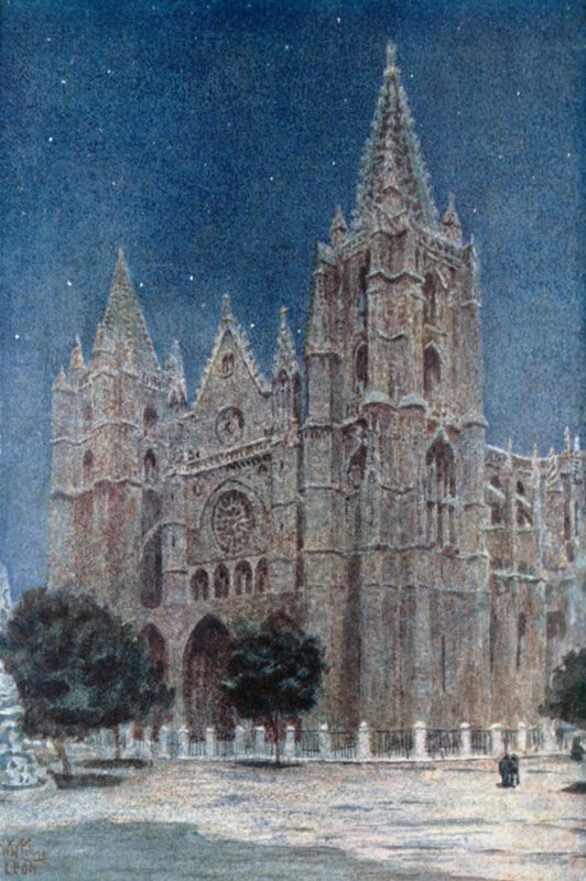 Leon, katedralen (farve litho) af William Wiehe Collins