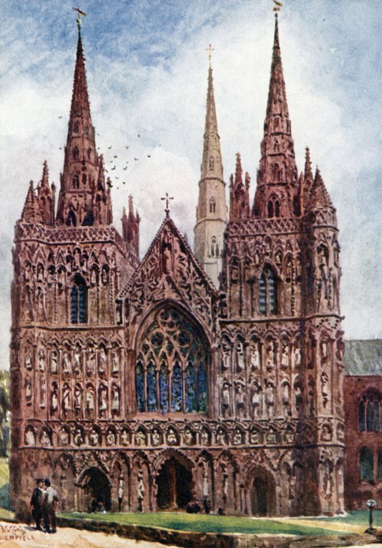 Lichfield, vestfronten (farve litho) af William Wiehe Collins