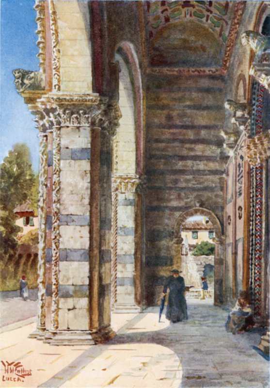 Lucca. Katedralens våbenhus (farve litho) af William Wiehe Collins