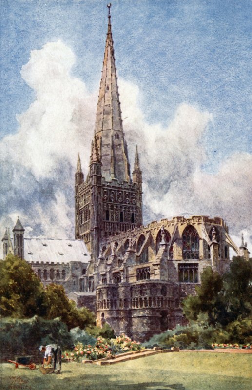 Norwich fra det nordøstlige (farve litho) af William Wiehe Collins