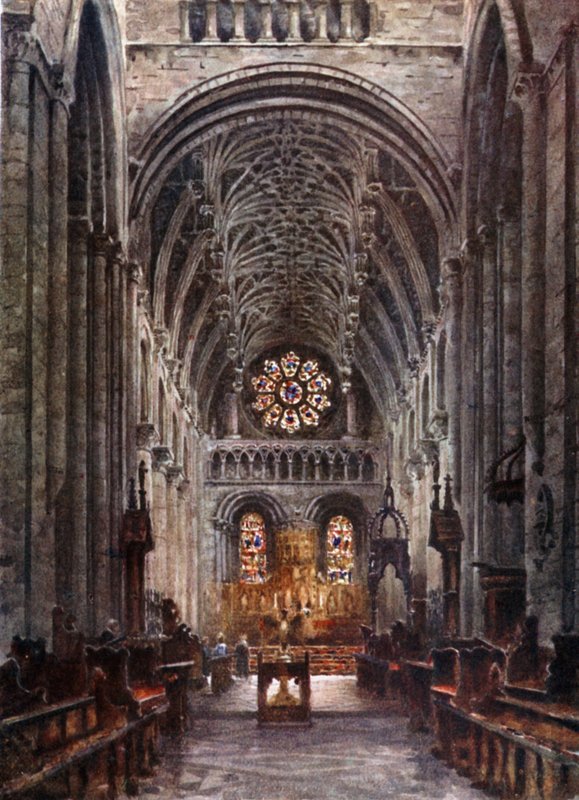 Oxford, Christchurch. Skibets indre (farve litho) af William Wiehe Collins