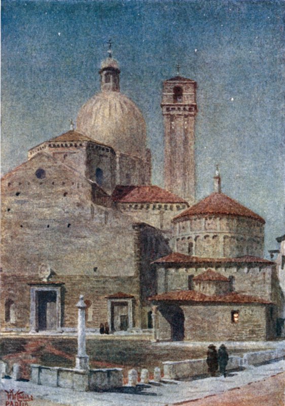 Padova. Katedralen (farve litho) af William Wiehe Collins