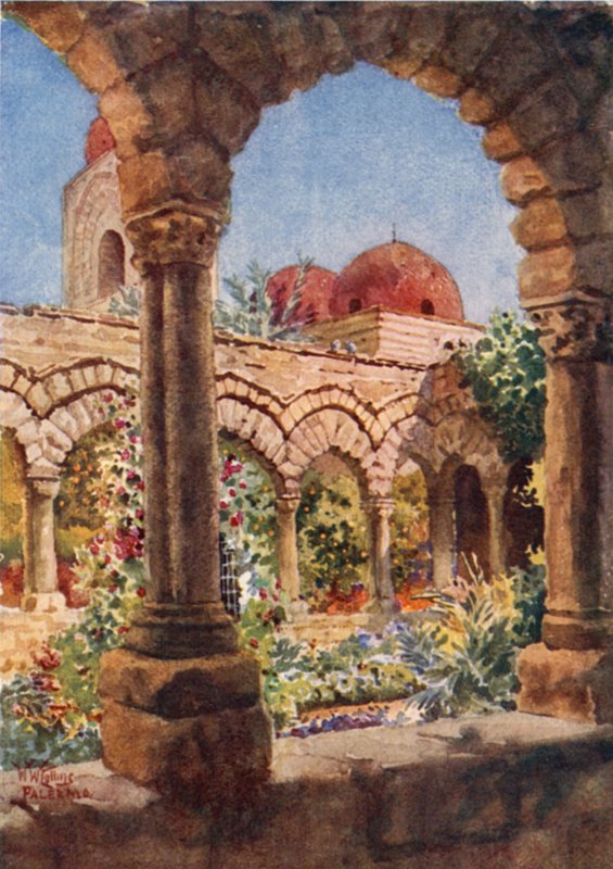 Palermo. Klostrene i SAN. John of the Hermits (farve litho) af William Wiehe Collins