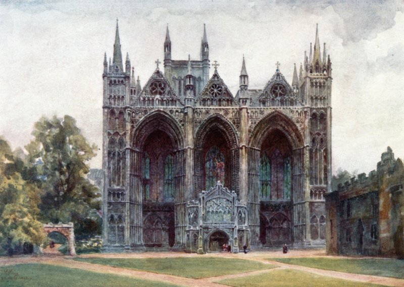 Peterborough, vestfronten (farve litho) af William Wiehe Collins