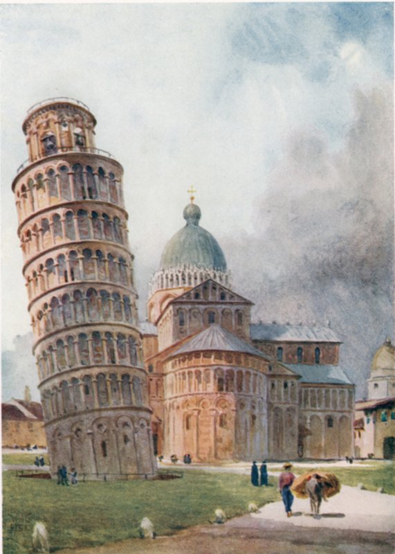 Pisa. Campanile og Duomo (farve litho) af William Wiehe Collins