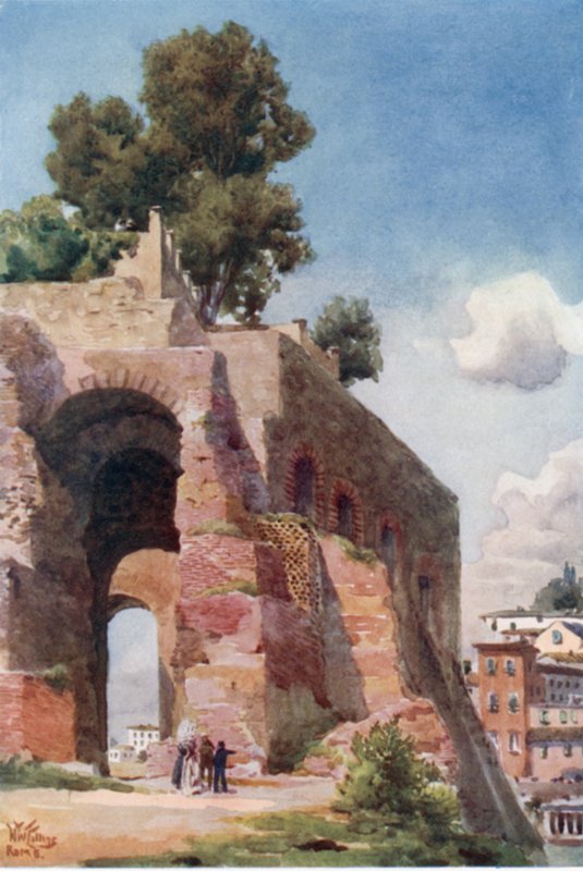 Rom. På Palatinen (farve litho) af William Wiehe Collins