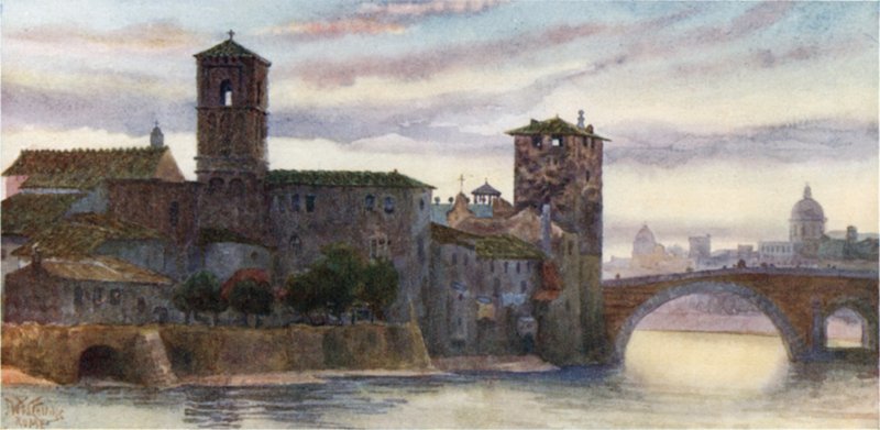Rom. Isle of S. Bartolomeo (farve litho) af William Wiehe Collins