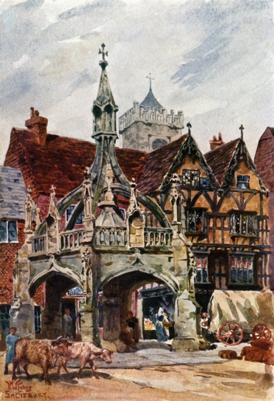 Salisbury, markedskorset (farve litho) af William Wiehe Collins