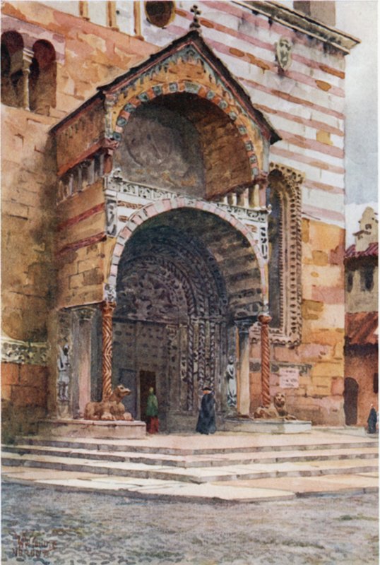 Verona. Katedralens våbenhus (farve litho) af William Wiehe Collins